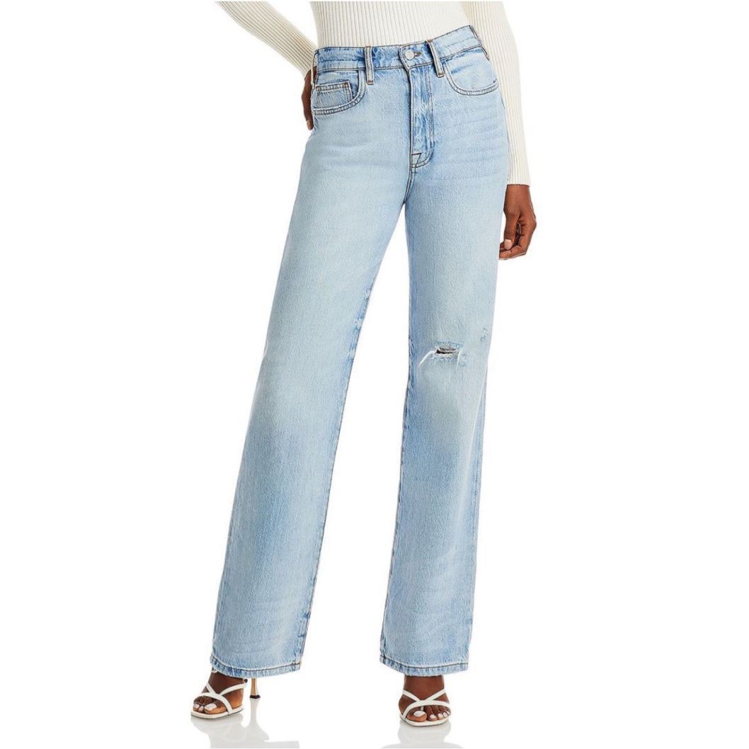 Frame Le Jane High-Rise Straight Fit Distressed Jeans Size 30